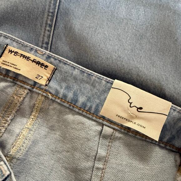 Free People cropped jeans pants long shorts denim bermuda relaxed cotton 27 - Picture 8 of 11
